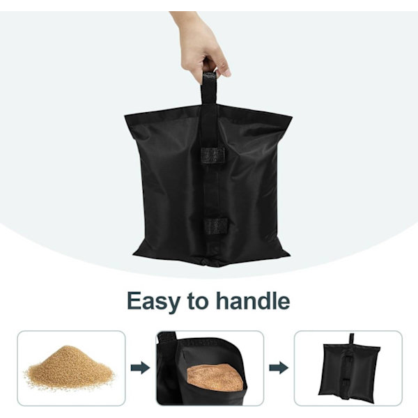 Rootz Sandbag Set - 4 kaksikammioista painokassia - 300 GSM Oxford -kangas - Vedenpitävä - Helppo kiinnitys - Monipuolinen käyttö - 37 cm x 41,5 cm -
