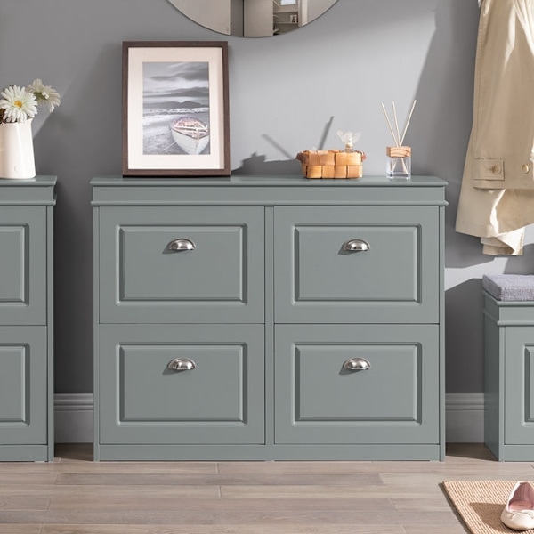 Rootz Skoskåp med 4 flikar - Skotippare - Skoorganisator - FSC-certifierad - Robust konstruktion - Väggfästbar - 105cm x 82cm x 24cm