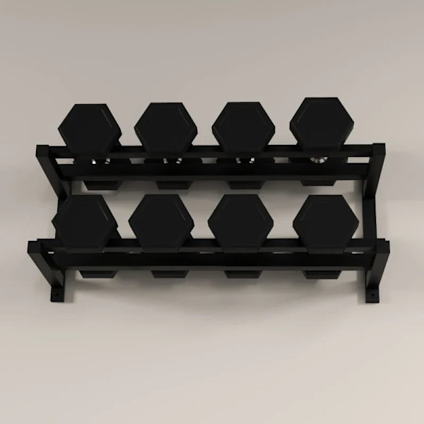 Rootz håndvægtstativ - Håndvægtstativ - 2 niveauer - Kettlebells - Sikker opbevaring - Yogamåtter - Kapacitet 70 Kg - Stålramme - Sort - 98x40x35 cm