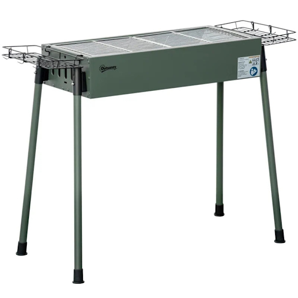 Rootz Kulgrill - BBQ Grill - Grillrist - Trækulsrist - Sidekurv - Rustfrit stål - Mørkegrøn - 77 x 30 x 70 cm