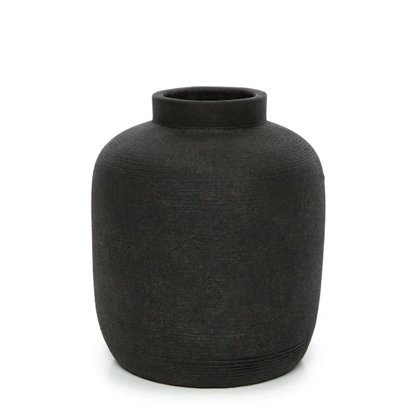 Rootz Peaky Vase - Svart - Stora - Dekorativa vaser - Terakotta Vaser - Ribbad struktur - 19 cm x 19 cm x 22 cm