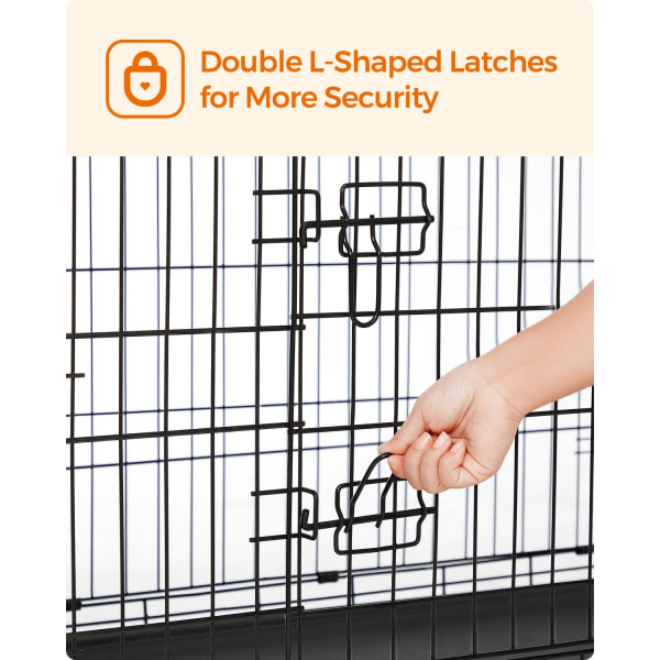 Rootz Iron Wire Dog Crate - Djurbur - Valphägn - Träningskennel - Järntrådskonstruktion - ABS-plast - 122cm x 81cm x 76cm