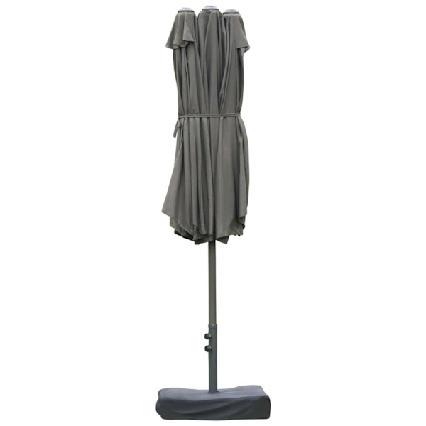 Rootz Parasol med Parasol Stand - Grå - Stål, Polyester, Abs - cm x cm x 94,48 cm