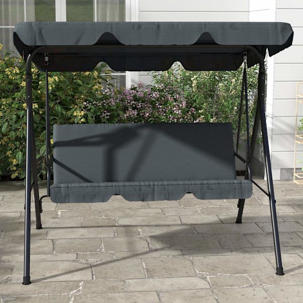 Rootz Hollywood Garden Swing - 3 -paikkainen keinupöytä - ulkoterassi keinu - teräsrunko - 172 x 110 x 153 cm - ihanteellinen auringonsuojaus
