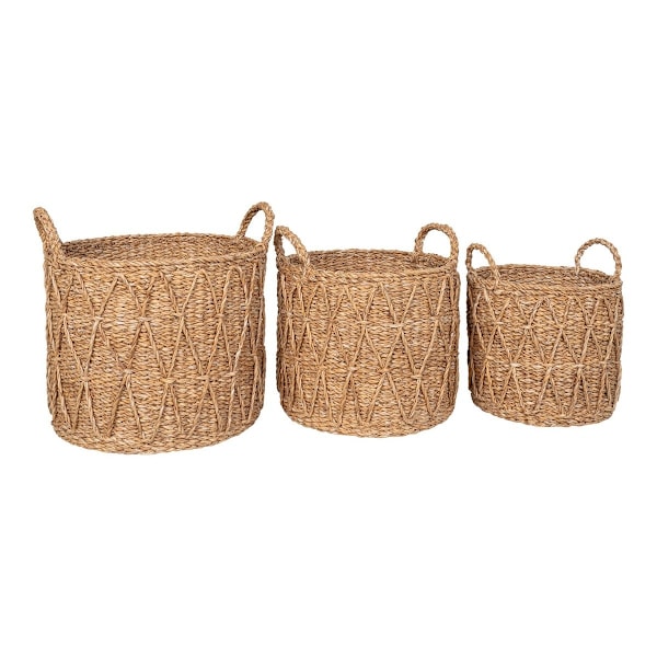 Rootz Krabin meriruohokorit - Luonnollinen säilytystila - Käsin kudottu järjestäjä - Ympäristöystävällinen - Sarja 3 - 36 cm x 36cm x 30cm
