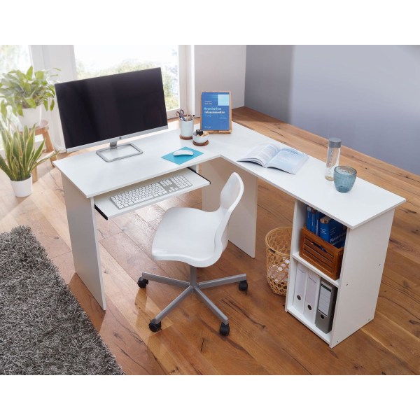 Rootz design skrivebord 140 x 75,5 x 120 cm hvid - Skrivebord me
