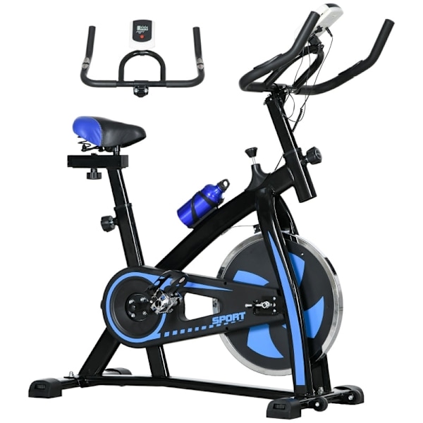 Rootz motionscykel - Inomhuscykel - Tyst bältesdrift - Justerbart motstånd - LCD-skärm - Blå - 118cm x 50cm x 105-115cm