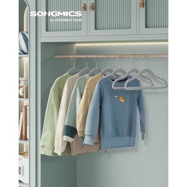 Rootz 30-pack barnklädeshängare - Dove Grey - ABS-plast - Sammet - Metallkrok - Lättvikt - Utrymmesbesparande - Slitstark - 30cm x 20,5cm
