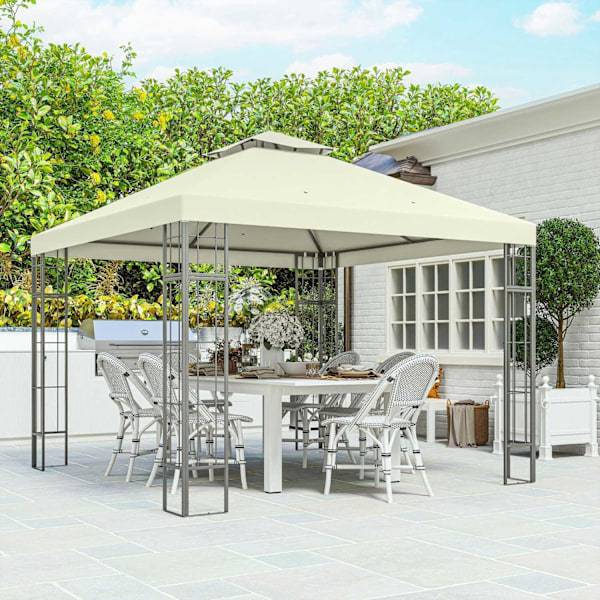 Rootz Garden Pavilion - Gazebo - Udendørs baldakin - UV30+ Beskyttelse - 3x3m - Hvid
