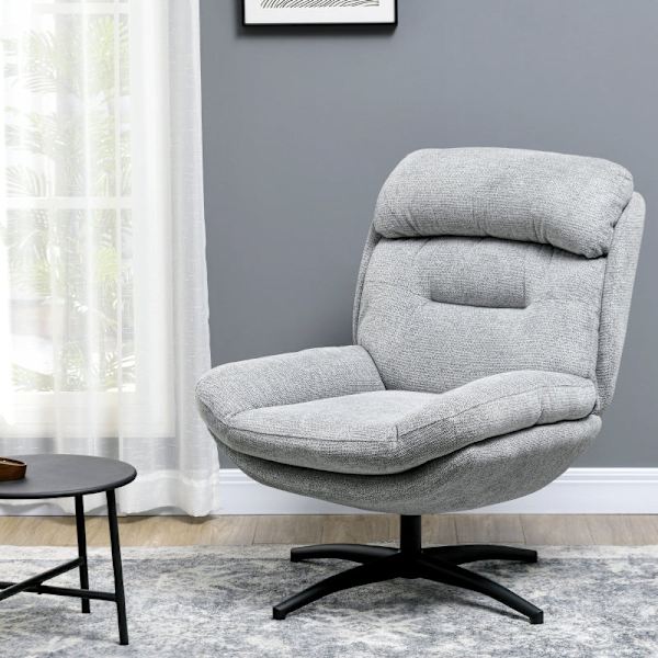 Rootz Swivel Lounge Chair - Accent Chair - Roterende Lænestol - Chenille stof - Integreret sæde og armlæn - 79 cm x 91 cm x 98 cm