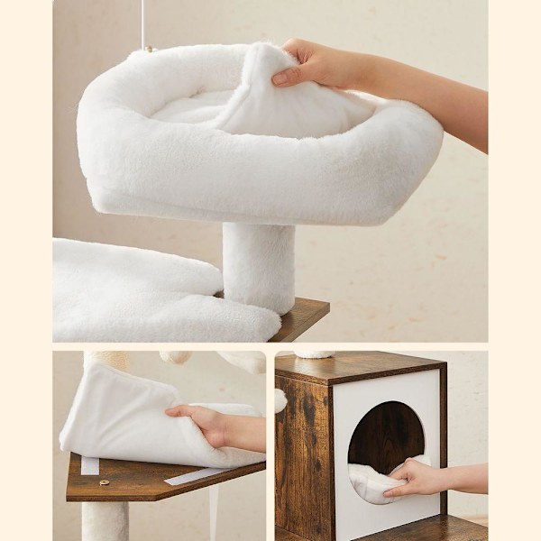 Rootz Cat Tree - Kradsestolpe med hule - kradsestolpe med kattekasseskab - Katteklatretræ - Katteaktivitetstræ - Kattelegetræ - Moderne kattetræ - Kat