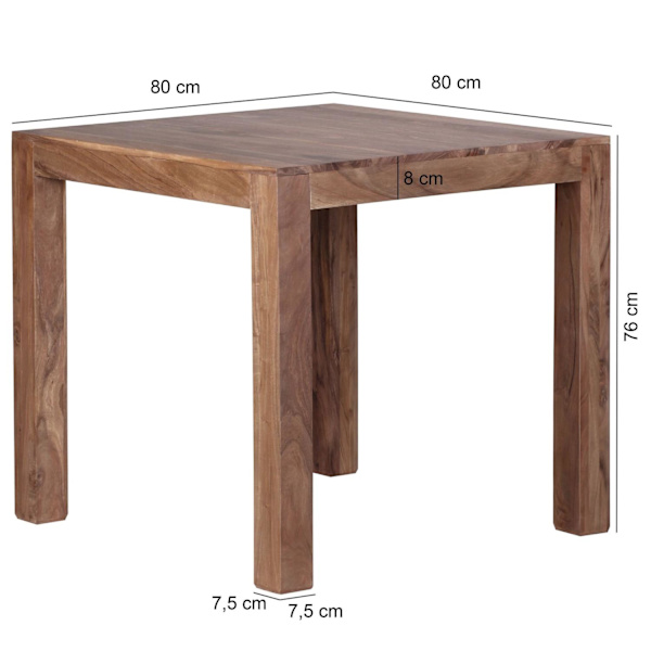 Rootz matbord massivt trä akacia 80 cm matsalsbord träbord design köksbord lantlig mörk brun