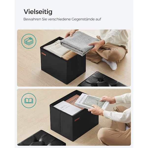 Rootz Seat Chest - Förvaring Ottoman - Fotpall - Multifunktionell - 31cm x 41cm x 31cm - Snygg design - PU/MDF/Foam - 2,1kg