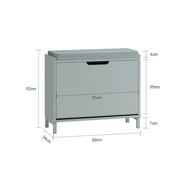 Rootz Shoe Storage Cabinet - Shoe Organizer - Shoe Rack - Space Saving Design - Dimensions: 60x52x24cm - Håller upp till 113 kg