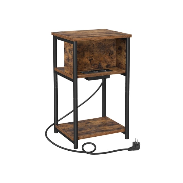 Rootz Vintage Brun-Sort Sidebord - Endebord - Natbord - Spånplade og stål - 30 cm x 34 cm x 58 cm - Letvægts - Robust - Nem montering