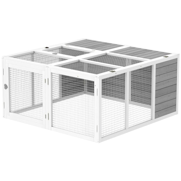 Rootz Rabbit Hutch - Inhägnad för små djur - Kaninbur - Väderbeständigt skydd - 120cm x 120cm x 60cm