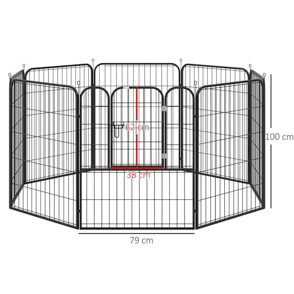 Rootz Pet kravlegård - Outdoor Run Krabbegård - Kanin hvalpebur - Hundepenne - Foldeløbshegn - Have - Metal Hutch - Sort - 79 x 100 cm