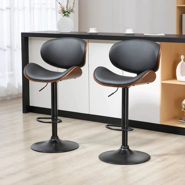 Rootz Barpall Set - Justerbar i höjdled - Vridbar konstläder - Stålram - Svart - 53 x 50,5 x 112,5 cm