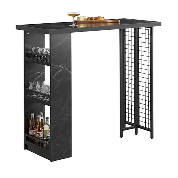 Rootz Modern Baaripöytä - Keittiöpöytä - Ruokapöytä - Tukeva MDF- ja metallirunko - Säädettävät jalat - Tilava säilytystila - 120cm x 105cm x 50cm