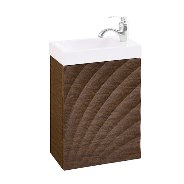 Rootz smal handfat skåp - kompakt fåfänga - smala badrumsmöbler - rymlig förvaring - 40x56x22cm, mdf & keramik