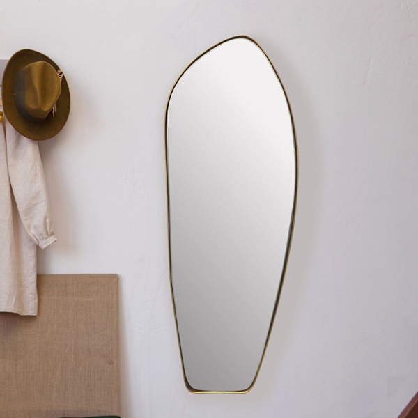 Rootz Modern Wall Mirror - Modern Mirror - Asymmetrisk form - Handgjord - Guldram - 33cm x 90cm x 2,5cm