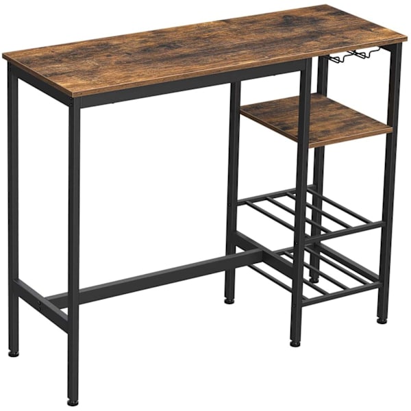 Rootz Bar bord - Vinglasholder - Industriel - Brun / Sort - 110 x 40 x 90 cm (LxBxH)