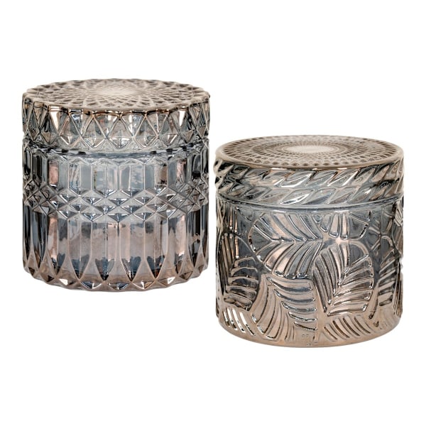 Rootz Decorative Jar Set - Glasbehållare - Rökt glasbehållare - Elegant heminredning - Ø9x8.5 cm