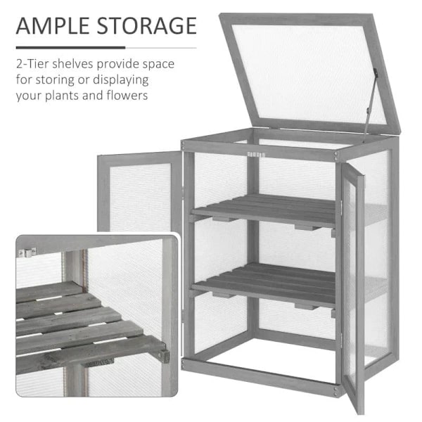 Rootz Greenhouse - Transparent växthus - 3-vånings träväxthus - Trädgårdspolykarbonat kall ram - Grow House - Förvaringshylla - För växter Blommor - M