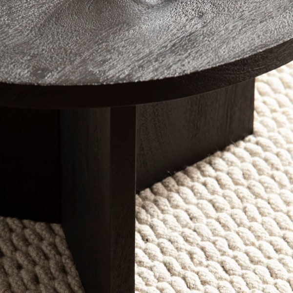 Rootz Modern Design Sofabord - Rundt bord - Stativstel - Håndlavet - Mango massivt træ - Unikt - Sort - 60cm x 60cm x 33cm