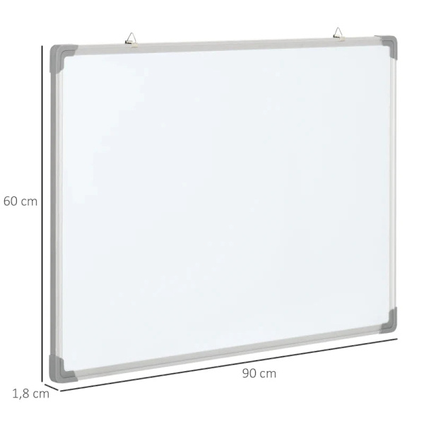 Rootz Whiteboard - Magnettavle - Notetavle - Inklusiv tilbehør - 4 kuglepenne - 1 svamp - 10 magneter - Aluminiumsramme - Hvid + Sølv - 90L x 1,8B x 6
