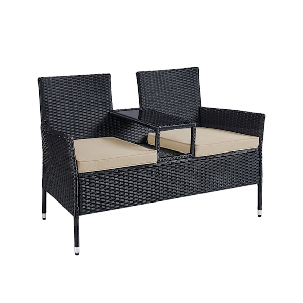 Rootz 3-osainen puutarhasohva - Ulkosohva - Terassikalusteet - Teräsrunko - 65cm x 131cm x 84cm - Musta-Taupe - Paino 13kg