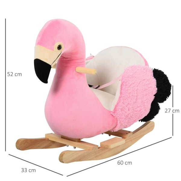 Rootz Rocking Toy Flamingo - Vaaleanpunainen - Pehmo, Polypropeeni, Aspen Wood - 23,62 cm x 12,99 cm x 20,47 cm