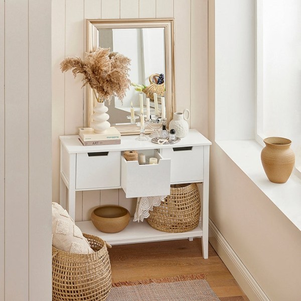 Rootz Modern Console Bord FSB51-W - Skænk - Hallbord - Holdbar MDF-konstruktion - Rummelig opbevaring - Ridsefast - 93cm x 79cm x 33cm