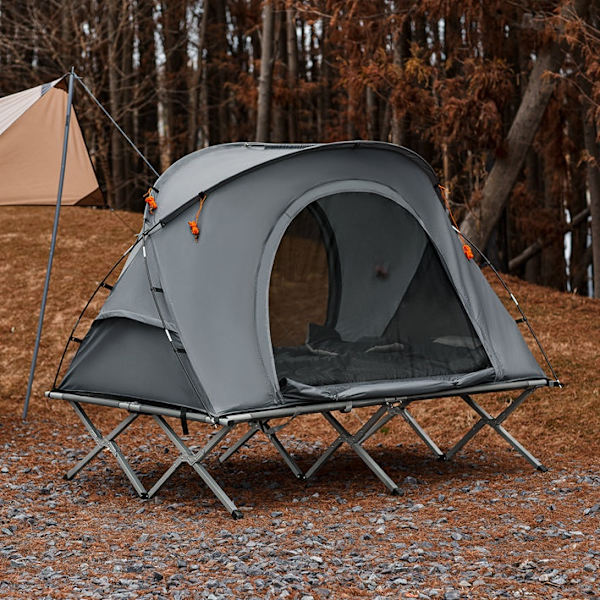 Rootz 4-i-1 campingteltsæt - Camp seng - Camping liggestol - Sovepose - Holdbar Oxford Nylon - Nem transport - Myggebeskyttelse - 194cm x 157cm x 145c