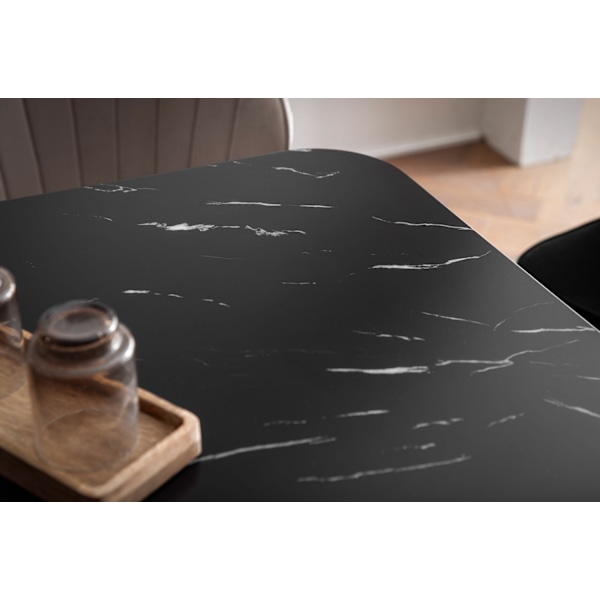 Rootz Modern Dining Table - Rectangular Table - Black Look Table - Sits 6 - 140cm x 80 cm x 76 cm