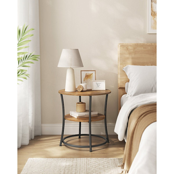 Rootz Rundt Sidebord - Valnød Sort - Spånplade stål - 30 kg Kapacitet - 55cm x 55cm - Moderne stuemøbler