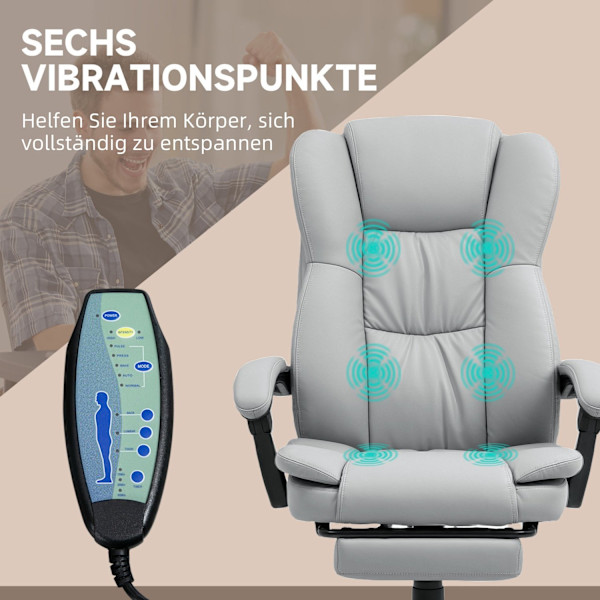Rootz Ergonomic Swivel Chair - Justerbar kontorsstol - Reclining Desk Seat - Massagefunktion - 68.5x68.5x113-121cm