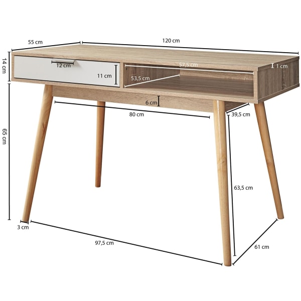 Rootz skrivebord Design computerbord med skuffe moderne Sonoma -