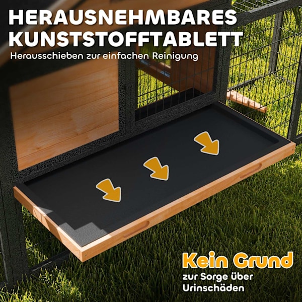 Rootz 2 Level Rabbit Stable - Double -Deck House - Udendørs kæledyrskabning - Vejrbestandigt, let rent - 217 cm x 53 cm x 86 cm