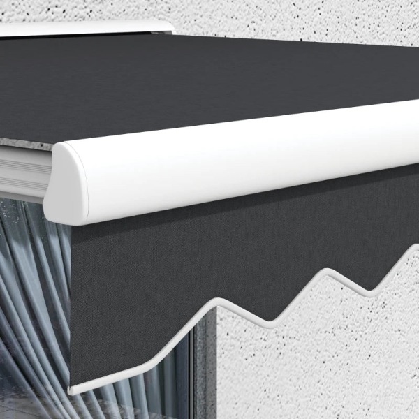 Rootz Markise - Elektrisk - Manuelt forlænges - Vægbeslag - Fuld kassette - Fjernbetjening - Aluminiumsramme - Polyester - Grå - 250L x 200W cm