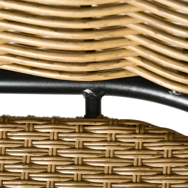 Rootz Soffset - Rattan Look 5 delar soffset - Möbelset - Modernt soffset - Med två sidobord - Grå/Naturlig/Svart