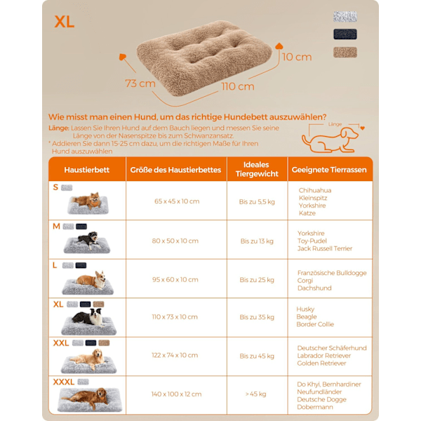 Rootz Plush Dog Bed - Pet Mat - Dämpad Pet Bed - Bekväm - Hållbar - Lätt att rengöra - 110cm x 73cm x 10cm