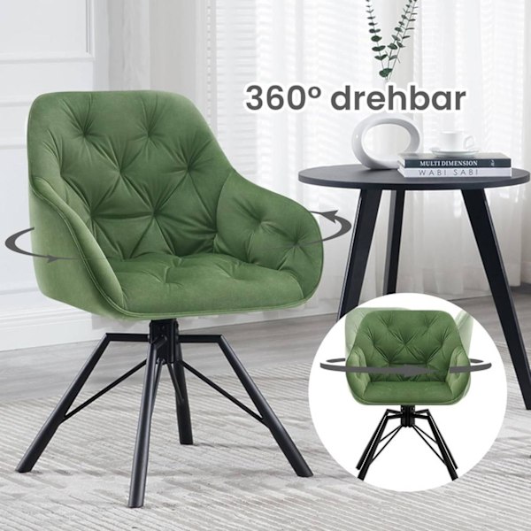 Rootz Matstol - Snurrstol - Sammetstyg - Ergonomisk design - 57,5 ​​cm x 82,5 cm x 53 cm