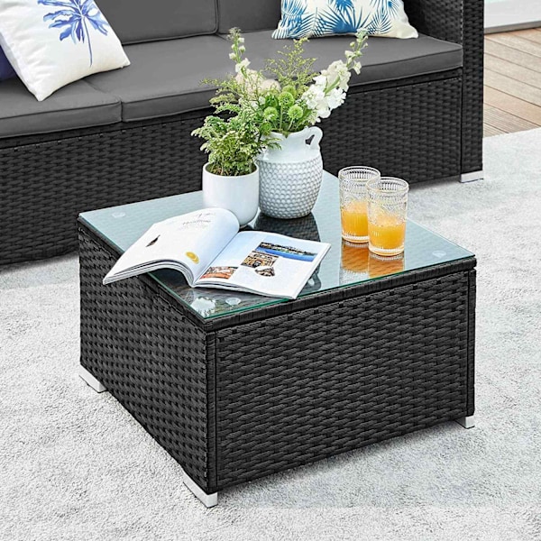 Rootz 4-osainen patiohuonekalusetti - Ulkosohva - Rakkaus - Sohvapöytä - PE-polyrottinki - VFT-pehmuste - 60cm x 173cm x 66cm