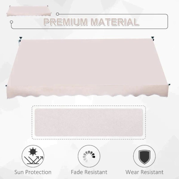 Rootz Markis - Ledarmsmarkis - Klämmarkis - Solskydd - Fällarm Handvev - Balkong - Beige - 300 x 150 cm