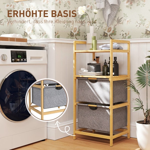 Rootz Bambus vaskeri - Tøjarrangør - Opbevaringsløsning - Rumbesparelse - 44W x 34d x 96H cm