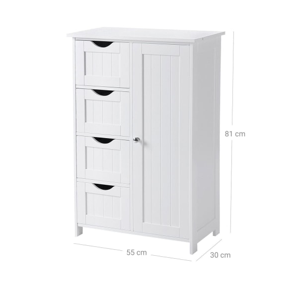 Rootz Badrumsskåp - Förvaringsskåp - Organizer - Vit - MDF-skivor - 55cm x 82cm x 30cm