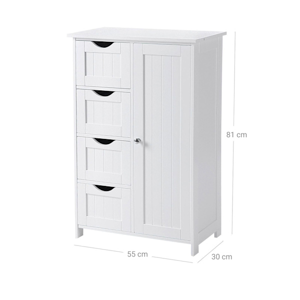 Rootz Kylpyhuonekaappi - Säilytyskaappi - Järjestäjä - Valkoinen - MDF-levyt - 55cm x 82cm x 30cm