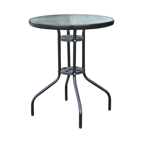 Nancy's Upland Tuintafel - Glazen Tafel - Bistrotafel - Balkontafel - Sort - Metaal - Veiligheidsglas - 60 x 70 cm