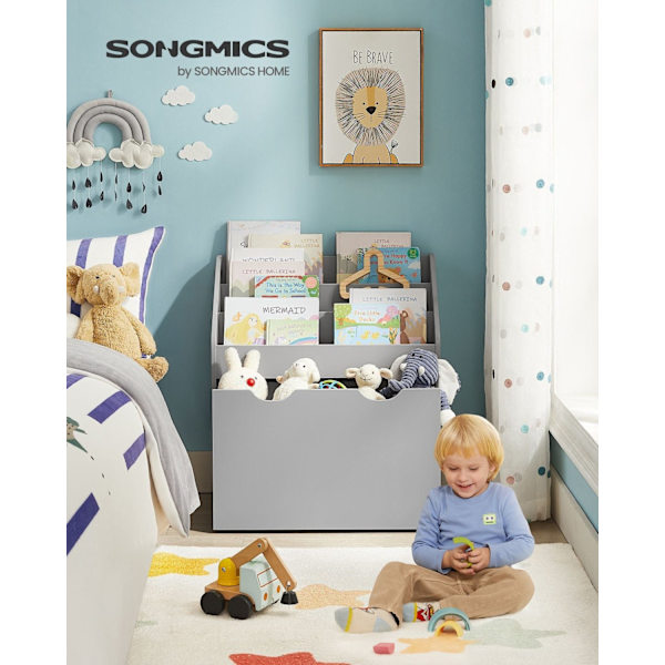 Rootz Children's Dove Grey Hylde - Børne reol - Opbevaringsorganisering - MDF spånplade - Anti-Tip - Nem montering - 29,5 cm x 62,5 cm x 70 cm